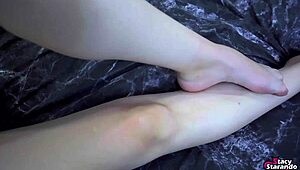 Exciting Foot Fetish Blowjob Cum on Stockings POV