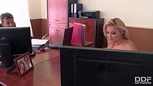 Gorgeous Office Sluts Eating Pussy Caught and Fucked Hard