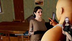 Corset Hentai Handjob For Old Neighbor