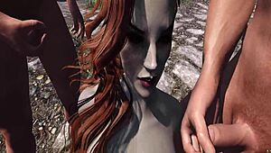 Irileth Encourages The Guards For Gangbang Facial In Skyrim!