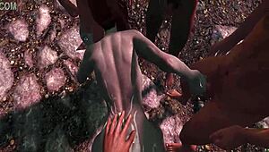 Irileth Encourages The Guards For Gangbang Facial In Skyrim!