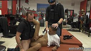 I apprehended the robbery suspect as a mean cop in gay male porn