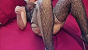 I can’t believe how sexy my wife looks in stockings for anal fun at home