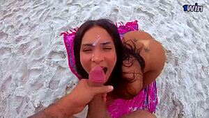 he didn’t know me but at the nudist beach, i let him finish on my face