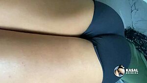 The latina girl in shorts couldn't resist the intense moment.