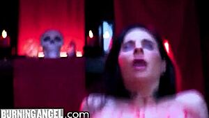 burningangel goth joanna angel takes small hands deep in anal pov. her trimmed pussy and lingerie add raw edge.