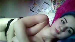 Blue Haired Teen Shows Perfect Tits 😍