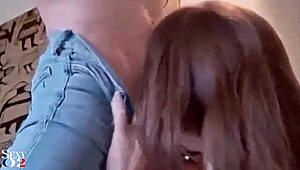 french amateur in satin lingerie gives deepthroat blowjob