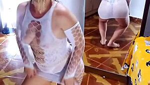 Sensual BBW Slut Undresses White Bodysuit And Black Panties In POV Striptease