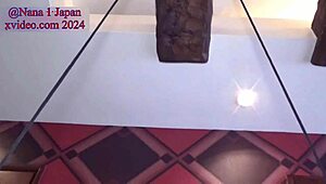 Nana squirts hard, 'lick the floor now!' in bdsm play.