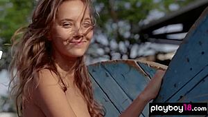 Naked All Natural Russian Beauty Katya Clover Posing Outdoor