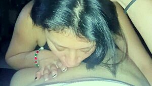 Complicación de increíble mamada de garganta profunda lleno de semen se boca