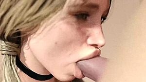 Vau! Blondinka sesa ogromen beli kurac trdo!