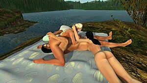 Beautiful Woman Orgasms in Outdoor Orgy with Anal and Oral.