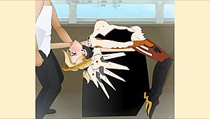 overwatch mercy gets super deepthroat in hentai porn?
