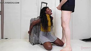Ass fetish anal ebony gets rough assfucking and blowjob.