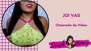 Guided jerk-off game on video call during quarantine lockdown.