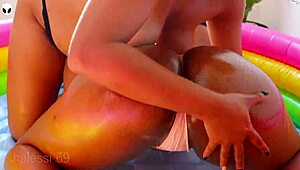 Hot Oiled Ebony Lesbians Humping Big Asses!