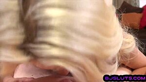 smallboobs teen gives a close-up pov blowjob and handjob with skill.