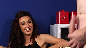 ugh, i can’t stop watchin this clothed brunette babe humiliate me with her sexy shoes...