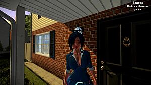 Complete gameplay with naked neighbor using toys in outdoor shower