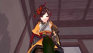 Chiori Gives INTENSE BLOWJOB in Genshin Impact POV.