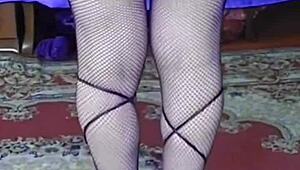 Pink pants, pink dress, look at this sexy sissy crossdresser with a big white ass!