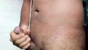 Indian desi gay can't resist masturbating his big monster cock solo