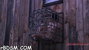 i gag and fasten the hotty while pleasuring her clit