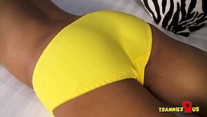 hey, check this inked asian shemale playing solo with small tits