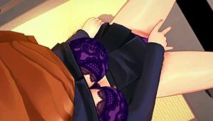 kugisaki nobara moans during intense masturbation in hentai scene