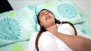 Stepbrother sneaks in to bang his stepsister quietly.