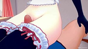 The TV woman decides to have some fun before heading to the kitchen for cooking.