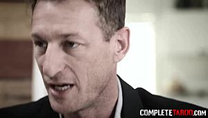 taboo stepdaughter teen 18+ joins threesome group