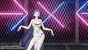 Raiden Mei in Chinese Dress Shakes Her Sexy Curves