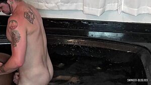 ebony beauty gets pussy drilled in swingers threesome, so intense yet homemade.