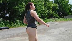 Plugged in the Park - Exhibitionist Wife Showing Off Huge Anal Skills