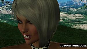 hey, watch these two bi 3d babes lick and share cock