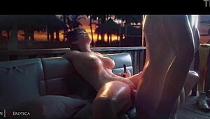 Tifa From Overwatch Receives Blowjob And Positions With Friends