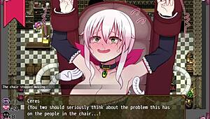 Massage chair makes witch cry in hentai game