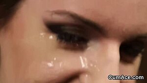 Feisty Model Swallows Every Cum Shot On Face!