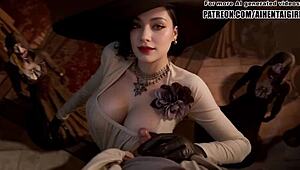 Wanna see Lady Dimitrescu cosplay jerking you off in uncensored hentai?