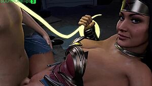 Femdom queen dominates with footjob in 3d anime hentai