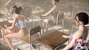 ugh, me and my anime classmates, so horny, bangin’ in public classroom, oops!