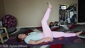 yoga lesson with mature instructor