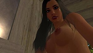 Exotic girl fingering her ass before getting anal in a caribbean resort 3d porn