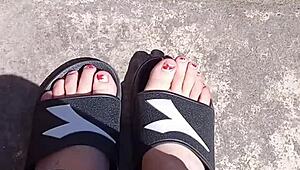 Feet Relaxing in the Sun Before Pedicure