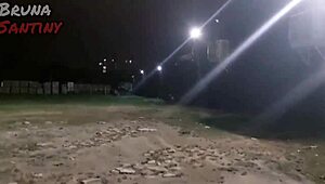 Bruna gets fucked with a big black cock in the club parking lot