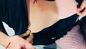 Curvy Brunette Sucks Big Dick with Buttplug