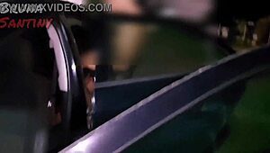 Bruna gets fucked with a big black cock in the club parking lot